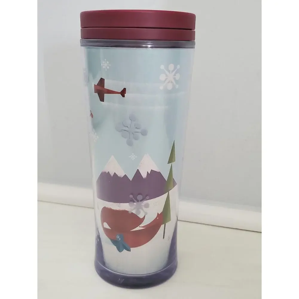 Starbucks Christmas Holiday Reindeer 16 Oz Coffee Cup Insulated Tumbler Lid 2010